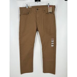 Levis 513 Slim Straight Fit Leg‎ Stretch Khaki Jeans Beige Tan Mens Size 36x30